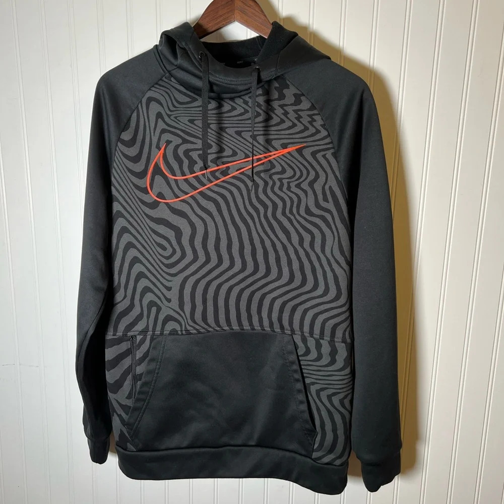 Nike Pullover Hoodie with Front Pocket Mens Size S Black and Grey